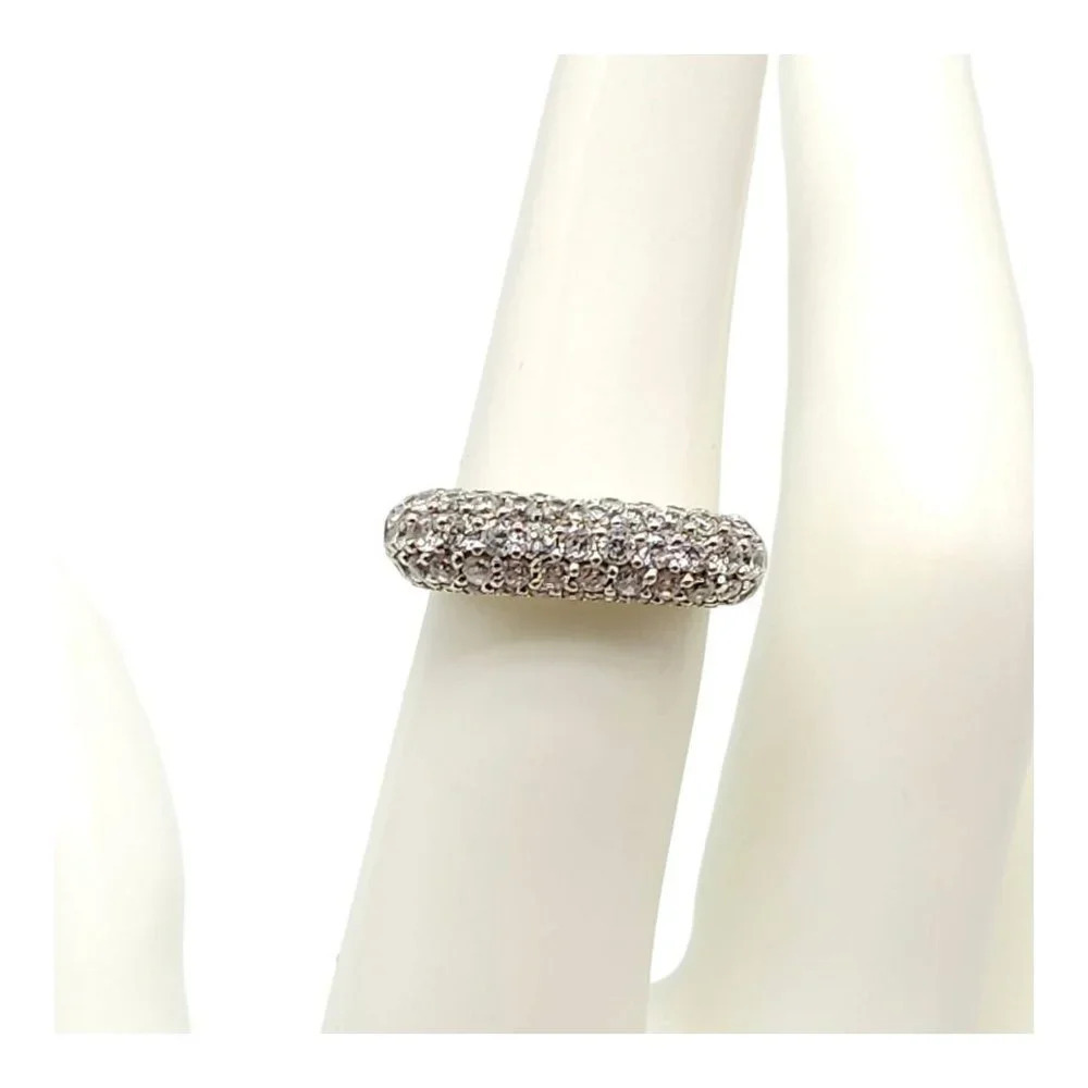 925 Sterling Silver Pave Cubic Zirconia Band Square Shape Ring 6